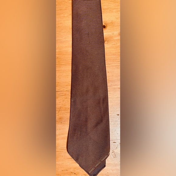 Chanel Men’s Tie. Chocolate Brown, Ribbed. 100% Silk - Picture 6 of 8